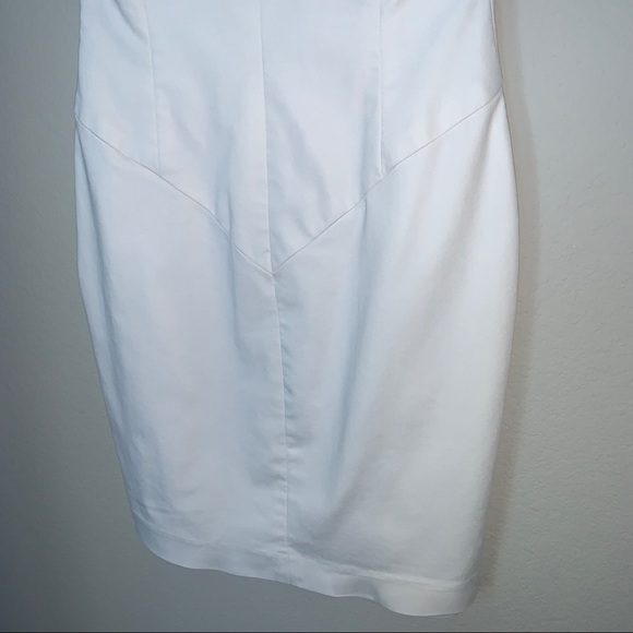 White Ruffle Keyhole Eva  Work Office Midi Dress - Picture 8 of 13